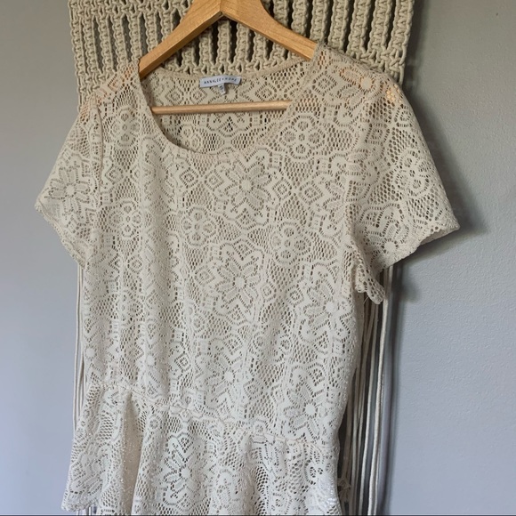 Annalee + Hope Cream Lace Crochet Peplum Top - Picture 11 of 11